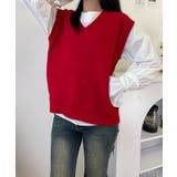 レッド | 【レイヤードスタイルに欠かせないニットベスト】ニットベスト ニットセーター 袖な… | VIVID LADY