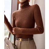 ブラウン | タートルネックリブニットT ニットセーター レディース | VIVID LADY