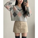 vネックニットセーター アーガイル柄 レディース | VIVID LADY | 詳細画像31 