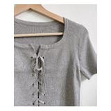 Tシャツ半袖レディース レースアップ半袖バレエコアリブニット クロップド丈 | VIVID LADY | 詳細画像8