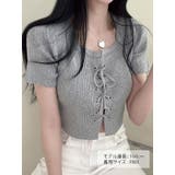 Tシャツ半袖レディース レースアップ半袖バレエコアリブニット クロップド丈 | VIVID LADY | 詳細画像6