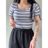 ボーダー柄クロップド丈半袖ニットトップス レディース 半袖 | VIVID LADY | 詳細画像16 