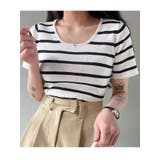ボーダー柄クロップド丈半袖ニットトップス レディース 半袖 | VIVID LADY | 詳細画像12 