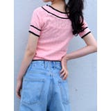 ダイヤ柄配色ボートネック半袖ニット ショート丈 トップス | VIVID LADY | 詳細画像13