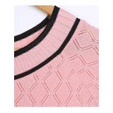 ダイヤ柄配色ボートネック半袖ニット ショート丈 トップス | VIVID LADY | 詳細画像5