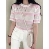 ピンク | 軽くて涼しいサマーメッシュニット 半袖 ショート丈 | VIVID LADY