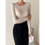 ベージュ | やわらかな肌触りリブニット レディース クルーネック | VIVID LADY