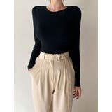 ブラック | やわらかな肌触りリブニット レディース クルーネック | VIVID LADY