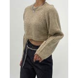 ベージュ | 素敵なバックスリットニット長袖 レディース クロップド丈 | VIVID LADY