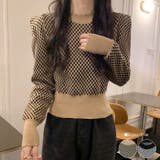 春チェック柄配色ニット長袖 レディース Y2K | VIVID LADY | 詳細画像1