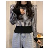 春チェック柄配色ニット長袖 レディース Y2K | VIVID LADY | 詳細画像14