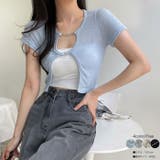 スリムフィットチェーンニットクロップド 半袖 全4色 | VIVID LADY | 詳細画像1 