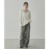 アイボリー | アンゴラタッチVネックニットプルオーバー | VIVID LADY