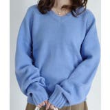 スカイブルー | Vネック ルーズニットトップス | VIVID LADY