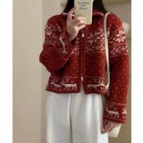 ノルディック柄 ジップアップニット | VIVID LADY | 詳細画像3 