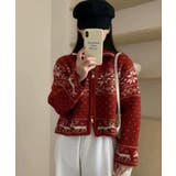 ノルディック柄 ジップアップニット | VIVID LADY | 詳細画像4 