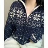 ノルディック柄 ジップアップニット | VIVID LADY | 詳細画像7 