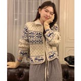 ノルディック柄 ジップアップニット | VIVID LADY | 詳細画像13 