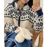 ノルディック柄 Wジップニットブルゾン | VIVID LADY | 詳細画像3