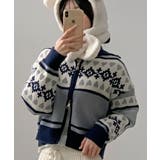 グレー | ノルディック柄 Wジップニットブルゾン | VIVID LADY