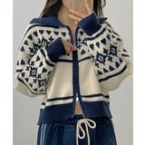 アイボリー | ノルディック柄 Wジップニットブルゾン | VIVID LADY