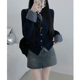 チェック柄シャツドッキング ニットカーディガン | VIVID LADY | 詳細画像25 