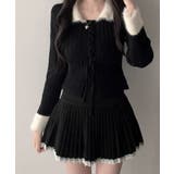 配色ファー襟＆レースアップ リブニットトップス | VIVID LADY | 詳細画像2 