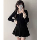 配色ファー襟＆レースアップ リブニットトップス | VIVID LADY | 詳細画像4 