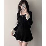 配色ファー襟＆レースアップ リブニットトップス | VIVID LADY | 詳細画像5 