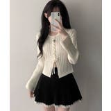 配色ファー襟＆レースアップ リブニットトップス | VIVID LADY | 詳細画像6 