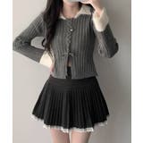 配色ファー襟＆レースアップ リブニットトップス | VIVID LADY | 詳細画像16 