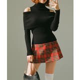 ブラック | タートルネック×オフショルダー リブニット | VIVID LADY