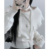 チョーカー付き ビッグカラーニットトップス | VIVID LADY | 詳細画像3 