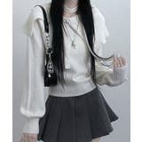 アイボリー | チョーカー付き ビッグカラーニットトップス | VIVID LADY