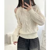 ワンショルダー ケーブル編みニットプルオーバー | VIVID LADY | 詳細画像5 