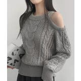 ワンショルダー ケーブル編みニットプルオーバー | VIVID LADY | 詳細画像9 