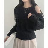 ワンショルダー ケーブル編みニットプルオーバー | VIVID LADY | 詳細画像11 