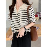 オートミール | ボーダーポロニット 半袖 全3色 | VIVID LADY