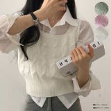 クロップド丈ケーブル柄ニットベストレディース 春ニット クロップド丈 | VIVID LADY | 詳細画像1 