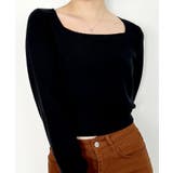 ブラック | ニットセーター スクエアネック ショート丈 | VIVID LADY