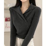 アシンメトリーラップデザイン リブニットトップス | VIVID LADY | 詳細画像9 