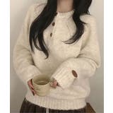 ライトベージュ | メランジカラー ヘンリーネック ニットプルオーバー | VIVID LADY