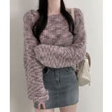 ピンク | ミックスカラー ボートネックニット | VIVID LADY