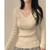 前後Vネック リブニットトップス | VIVID LADY | 詳細画像5 