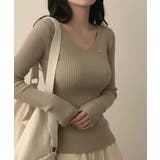 前後Vネック リブニットトップス | VIVID LADY | 詳細画像9 