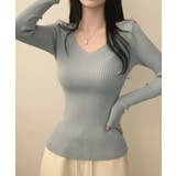 前後Vネック リブニットトップス | VIVID LADY | 詳細画像19 