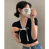 フリルリボン ケーブルニット 半袖カーディガン | VIVID LADY | 詳細画像9 