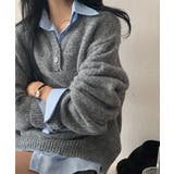 シャツドッキング ヘンリーネックレイヤード風ニットトップス | VIVID LADY | 詳細画像2 