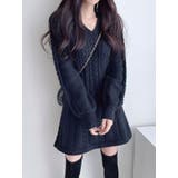 Vネックニットワンピースショート丈 レディース ケーブルニット | VIVID LADY | 詳細画像16