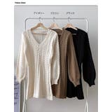 Vネックニットワンピースショート丈 レディース ケーブルニット | VIVID LADY | 詳細画像18